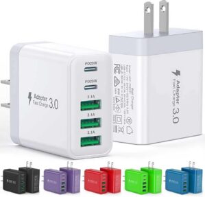 [2-Pack] USB C Wall Charger, 6...