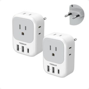 2 Pack European Plug Adapter U...