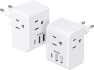 2 Pack European Travel Plug Ad...