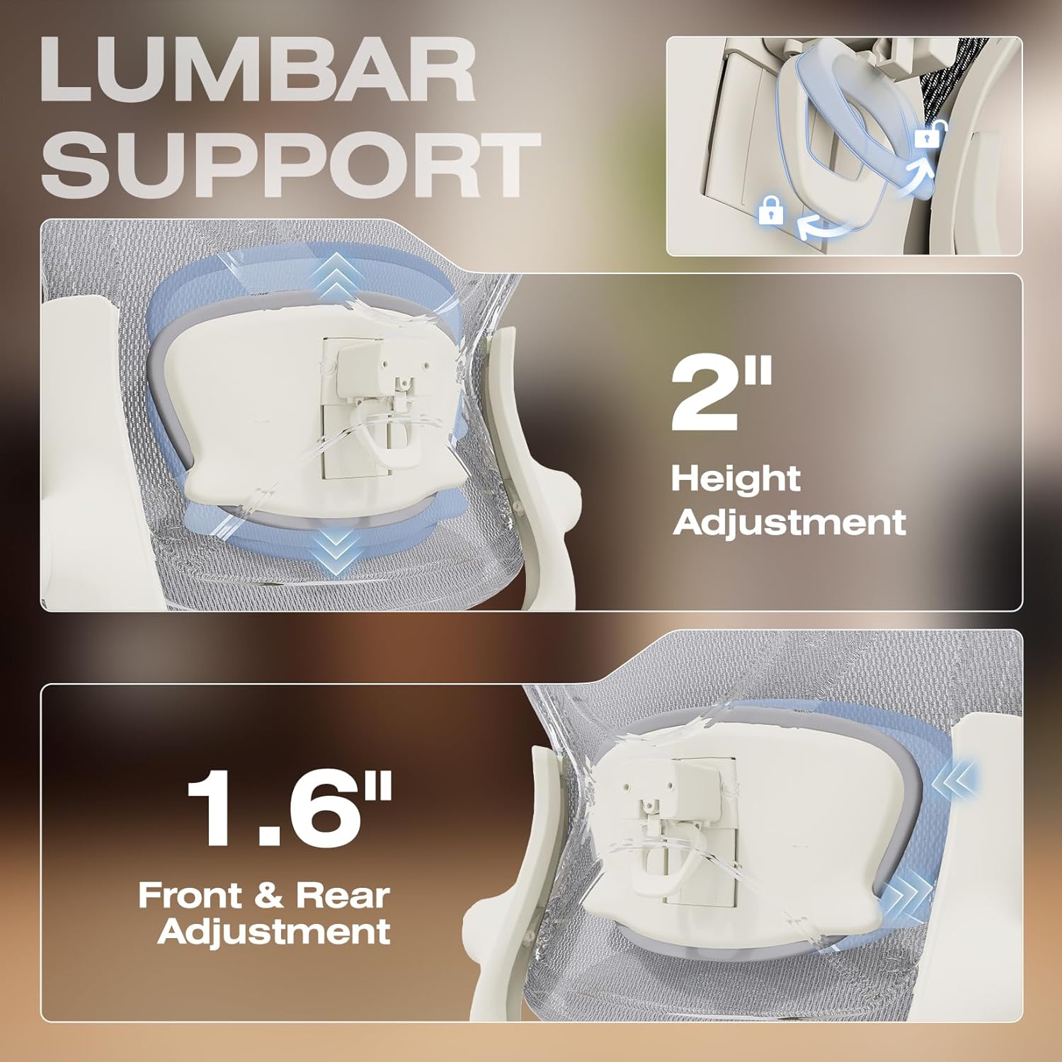 ELABEST X100 Ergonomic Office Chair with Footrest, Big and Tall Home Desk Chair with 5D Flip-Up Arms, Adjustable 3D Lumbar Support,High Back Rolling Computer Chair, Swivel Mesh Chairs (Foggy Morning) - Image 6