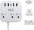 European Travel Plug Adapter, FOVAL EU UK US Power Strip with USB C and 4 USB Ports, 3 AC Outlets, Wall Mountable, 5ft Extension Cord, Compact for Travel, Cruise Ship, Home Office (White)