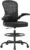 Ergonomic Drafting Chair, Tall Office Chair with Flip-up Armrests, Breathable Mesh High Desk Chair with Lumbar Support Adjustable Footrest Ring for Standing Desk Black