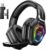 Ozeino Wireless Gaming Headset with Flip Microphone, RGB Lighting Gaming Headphones for PS5, PS4, PC – 2.4GHz USB & Type C Transmitter