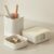 Aesthetic Desk Organizer Set of 3 For Your Office – Sturdy Concrete Desktop Accessories For Women or Men Enhance Any Office Decor – Set incl. Pen Holder, Paperclip Storage and Sticky Note Holder