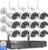 Hiseeu Wireless Pro WiFi Security Camera System, 16CH 4K NVR Kit, Plug-in Powered 12Pcs 5MP CCTV Home Security Camera System for Indoor/Outdoor, Night Vision, Waterproof, Motion Detection, 3TB HDD