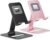 Nulaxy 2 Pack Dual Folding Cell Phone Stand, Fully Adjustable Phone Holder for Desk, Compatible with iPhone 17 16 15 14 13 12 11, Nintendo Switch, All Phones, Black & Rose Gold