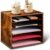 EMERIT Paper Organzier Wood Desktop Organizer Storage Letter Tray File Sorter with Adjustable Shelves for Home Office