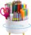 Marbrasse Desk Organizer, 360-Degree Rotating Pen Holder, Desk Organizers and Accessories with 5 Compartments Pencil Holder, Art Supply Storage Box Caddy for Office, Home（White）
