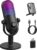 USB Microphone for PC Gaming: Condenser Microphone RGB for Gamer with Stand Mic – Recording Mic for Computer&Laptop with Qiuck Mute – Desk Podcast Mic for Podcast & Singing & Streaming & Youtube Black