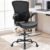Drafting Chair, Tall Office Chair with PU Leather Seat, Ergonomic Standing Desk Chair with Lumbar Support Counter Height Office Chair with Adjustable Footrest Ring Flip-up Armrests