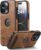 Leather Case for iPhone 13 Pro Case, Protective Slim with Kickstand Shockproof Phone Cases, Built-in Invisible Stand Compatible with iPhone 13 Pro 6.1” (Brown, for iPhone 13 Pro)
