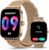 SOUYIE Smart Watch for Women Men, 1.85″ AI Voice Smartwatch, 24/7 Heart Rate Monitor, Stress/SpO2/Sleep Tracker, IP68 Waterproof, Weather, 100+ Sports Fitness Tracker for Android iOS Glod Metal