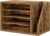 File Organizer Desktop, Wood Desk Organizer with 3 Adjustable Shelves, Mail Paper Sorter for Office, Home, File Holders for Envelopes, Mail Supplies or Magazines, Rustic Brown