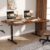 Veken 63 x 28 Inch Electric Standing Desk, Sit to Stand Up, Work Home Office Computer Table for Study, Walking Pad, Writing, and Games, Wooden Desktop Desks, Brown